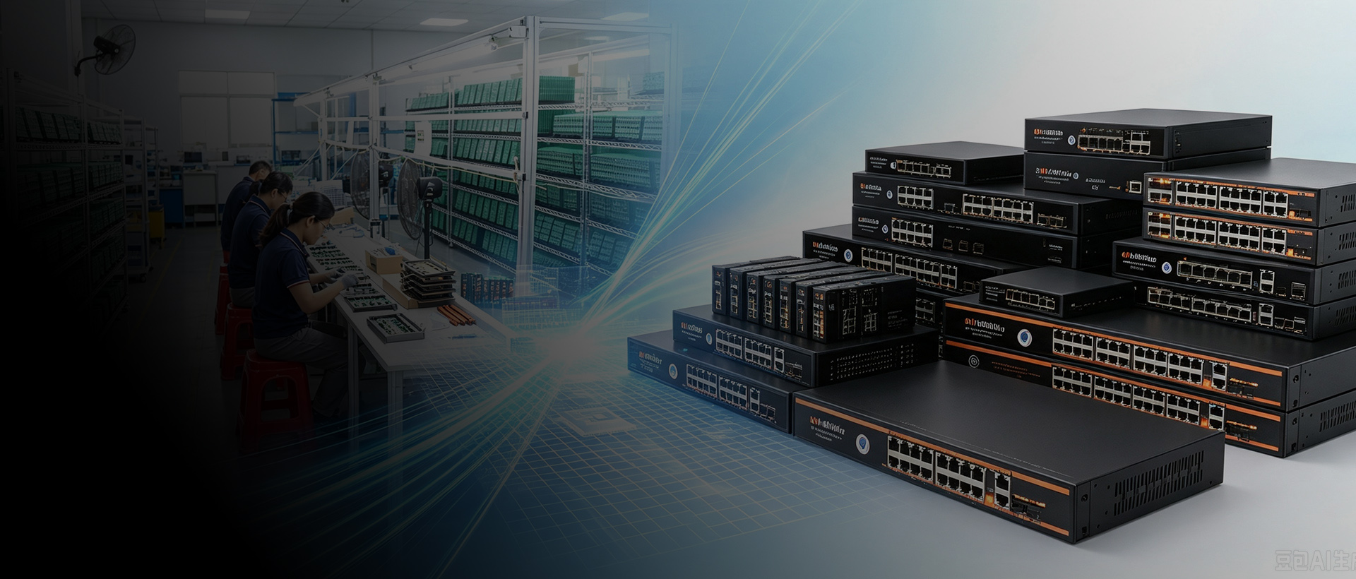LitaBridge PoE switch production line in Shenzhen factory