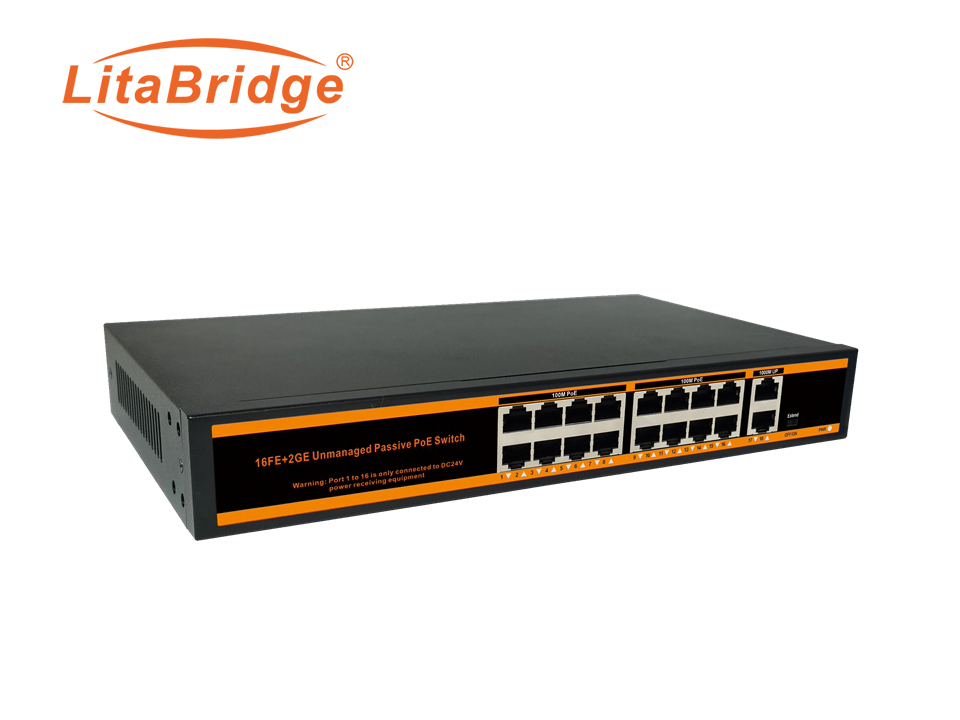 16 port PoE 10/100Mbps+2 LAN 1Gbps,250W ND-FP1620G Non-standard PoE switch