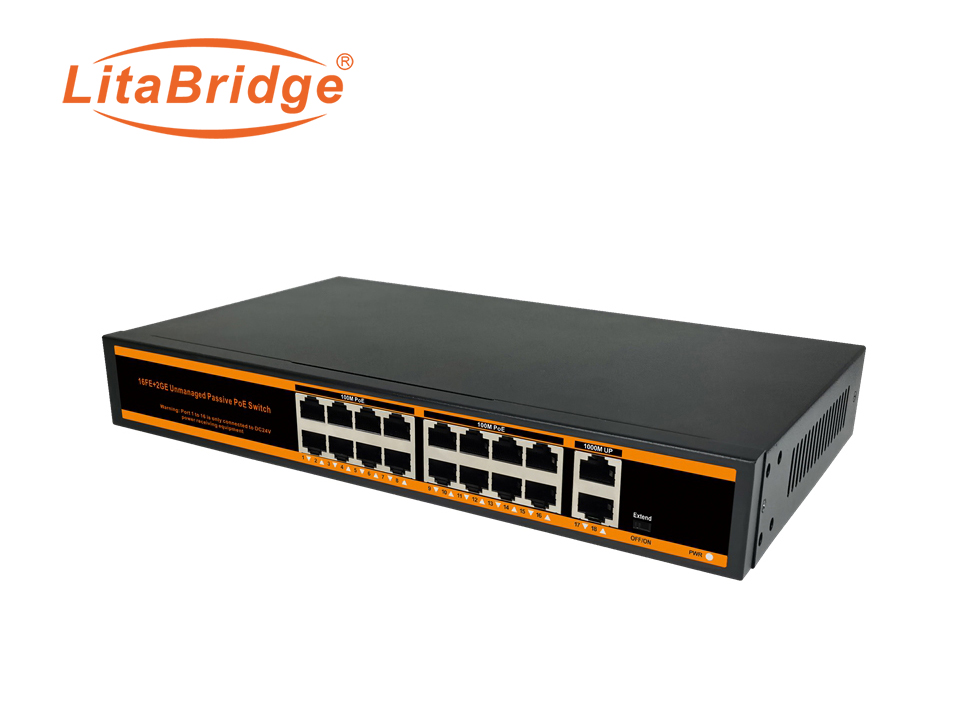 16 port PoE 10/100Mbps+2 LAN 1Gbps,250W ND-FP1620G Non-standard PoE switch