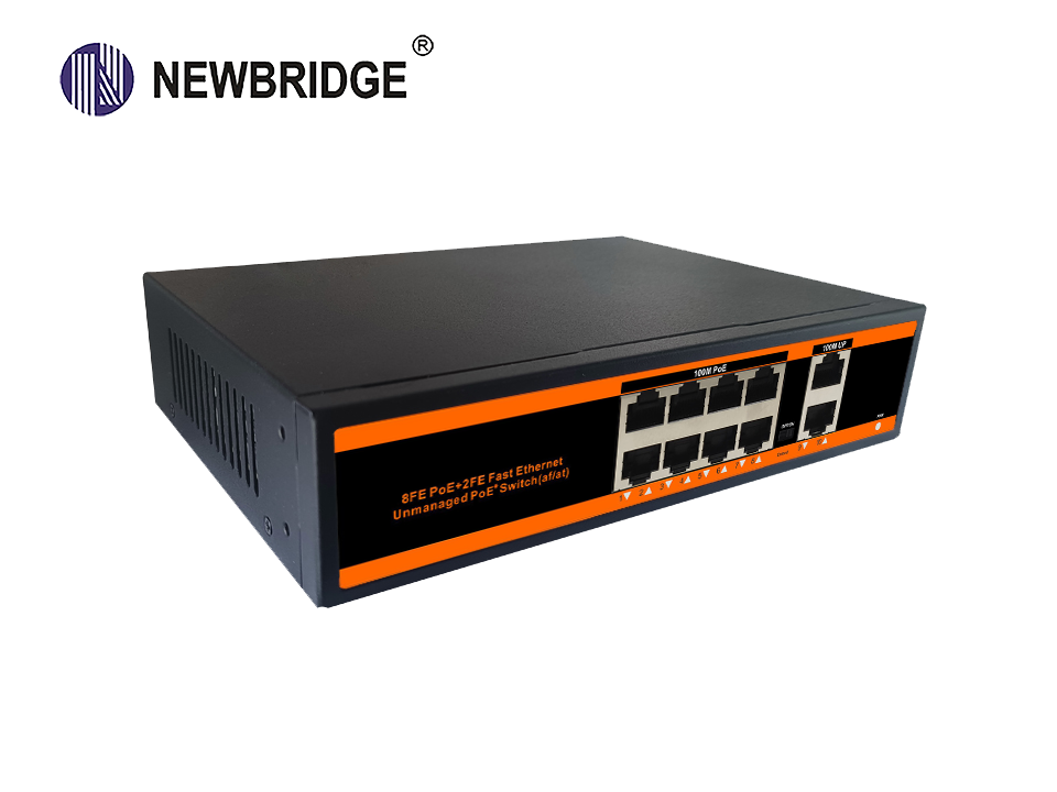 8 Port PoE 10/100Mbps+2 LAN 10_100Mbps 120W power supply ND-MP0820 stantard PoE switch