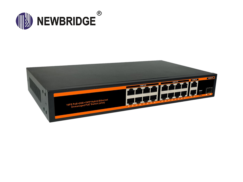 16 prot PoE 10/100Mbps+2 LAN 1Gbps+1*1Gbps SFP,250W ND-HP1621G standard PoE switch