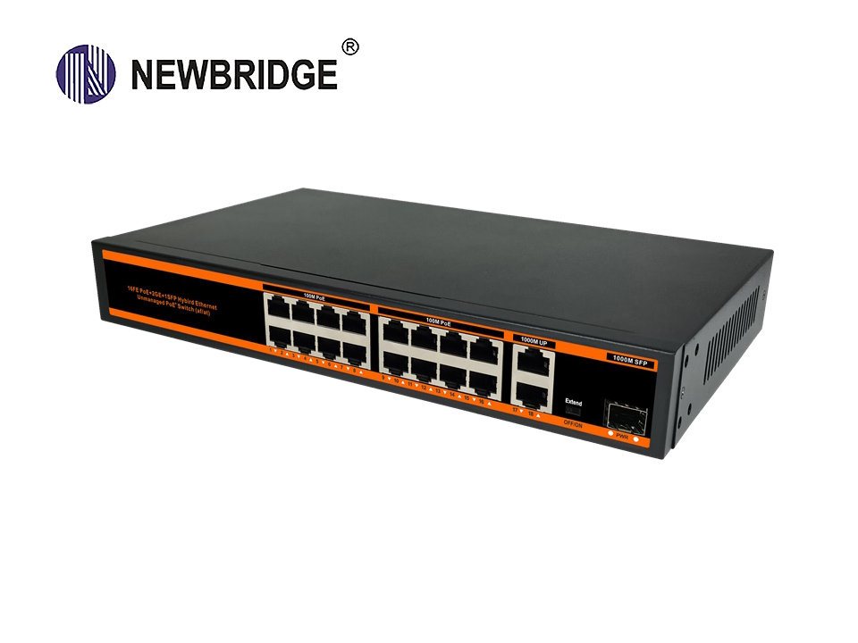 16 prot PoE 10/100Mbps+2 LAN 1Gbps+1*1Gbps SFP,250W ND-HP1621G standard PoE switch