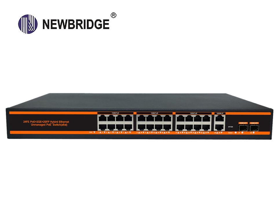 24 port PoE 10/100Mbps+2 LAN 1Gbps+2*1Gbps SFP,300W ND-HP2422G standard PoE switch