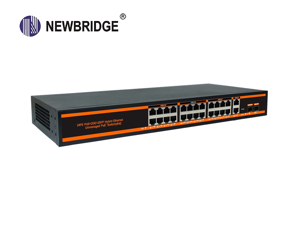 24 port PoE 10/100Mbps+2 LAN 1Gbps+2*1Gbps SFP,300W ND-HP2422G standard PoE switch