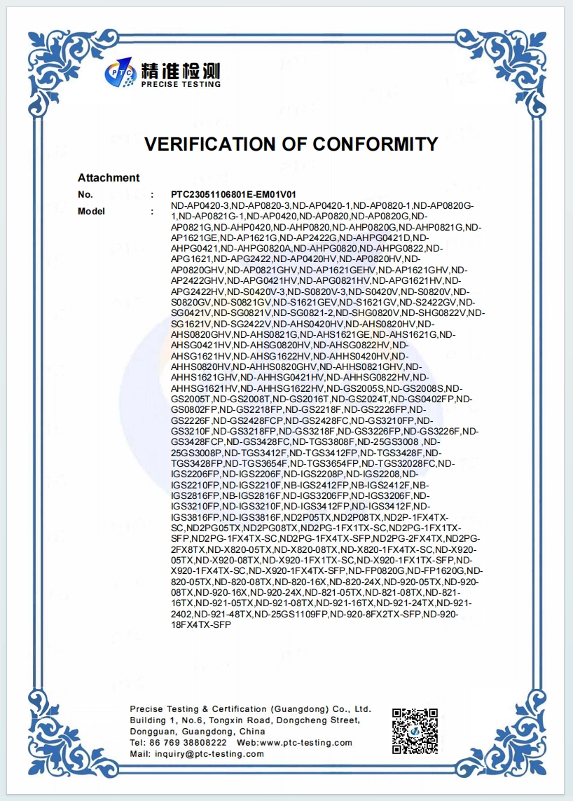 CE-EMC  VERIFICATION OF CONFORMITY
