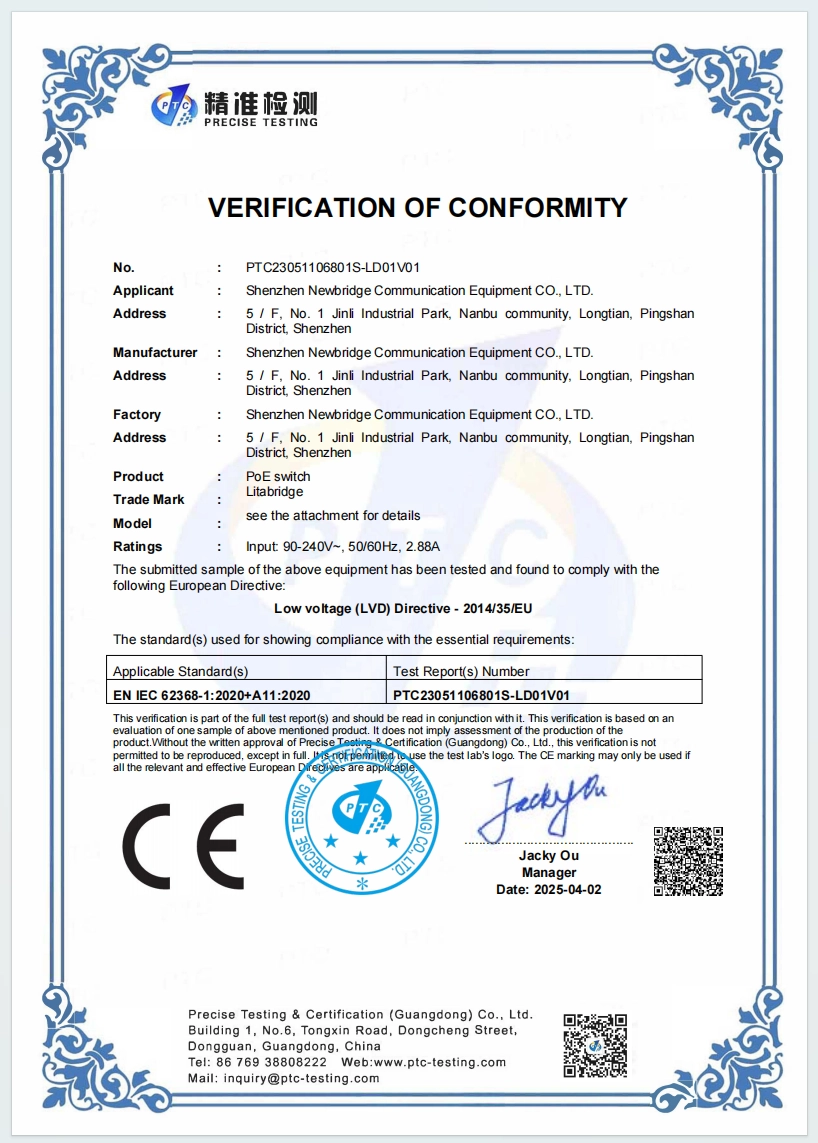 CE-EMC  VERIFICATION OF CONFORMITY