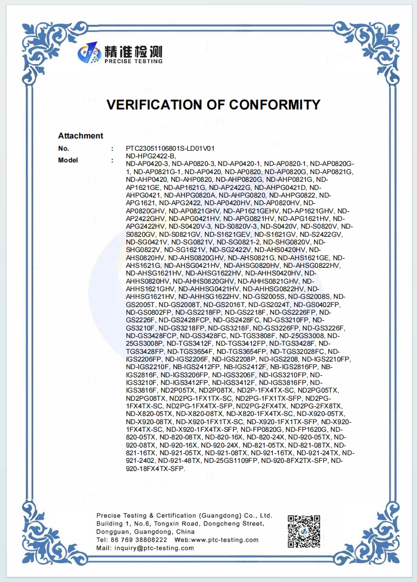 CE-EMC  VERIFICATION OF CONFORMITY