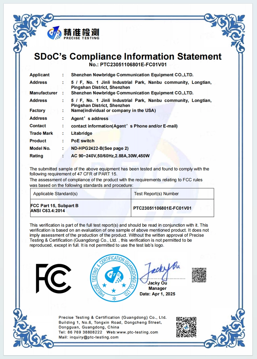 FC SDoC's Compliance Information Statement